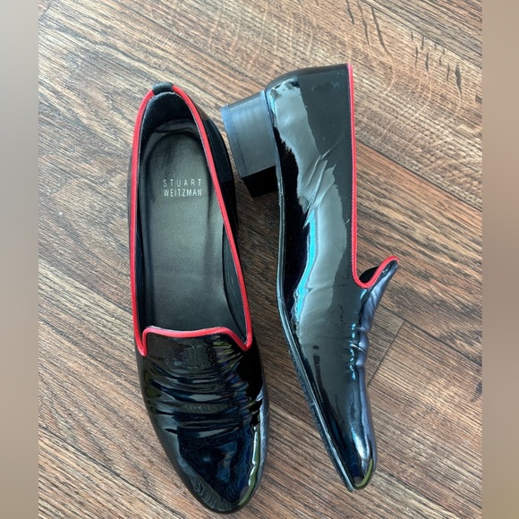 Stuart Weitzman Patent Leather Loafers With Red Trim - Picture 9 of 16